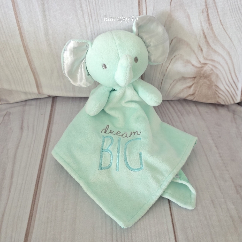 Baby Starters Dream Big Elephant Lovey Plush Satin Back Mint Green Rattle 2020